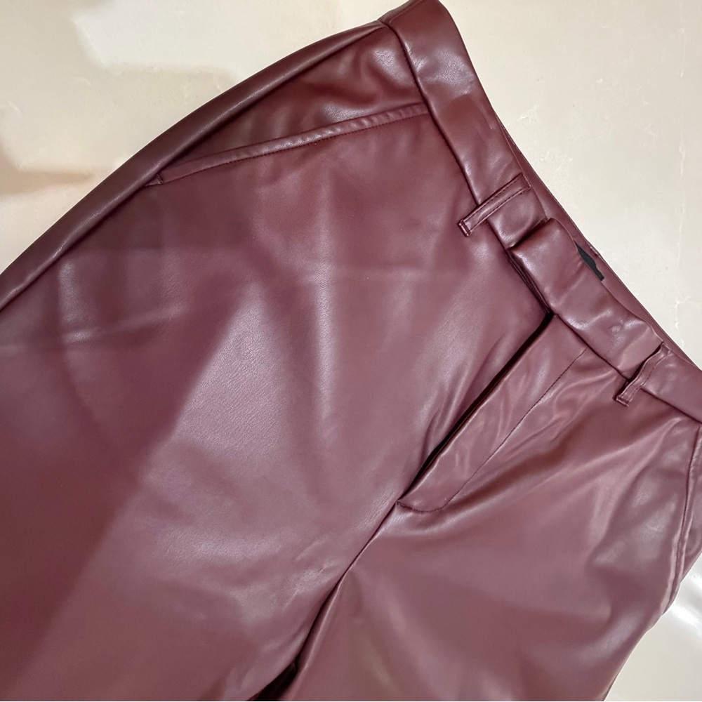 Steve Madden Burgundy Faux Leather Wide Legged Pants, XL